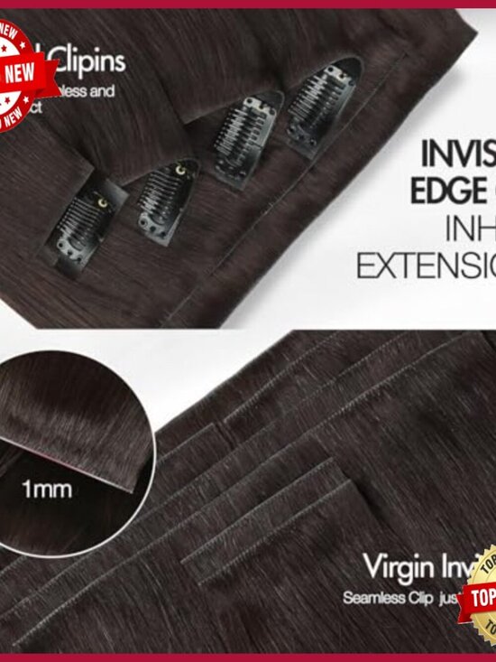 18 Inch Human Hair Clip-In Extensions 7 Piece Set Invisible Weft main image 4